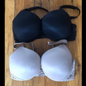 Victoria’s Secret 2 For 1 Black & Nude Underwire Bras Sizes 34DDD